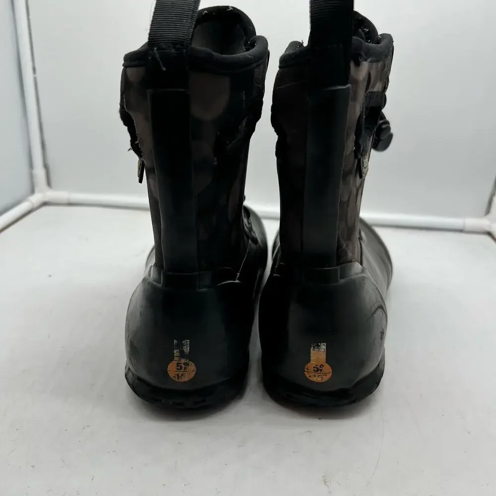 Bogs Boots Youth 4 Sidney Gray Black Lace Up Waterproof Neoprene Rain Snow